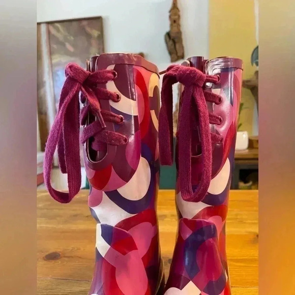 COACH Periwinkle Tall Rain Boots, Galoshes, Women’s 8B - Picture 4 of 12